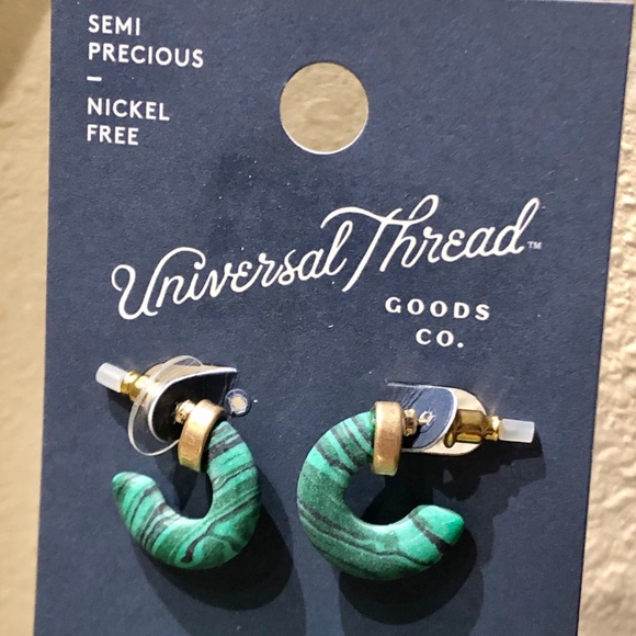 Universal Thread Jewelry - Universal Thread Emerald and Gold Hoop Earrings